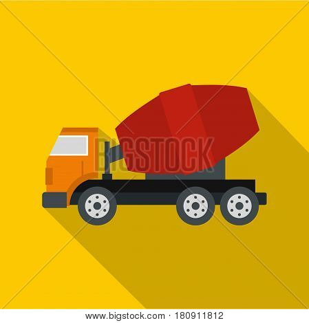 Truck concrete mixer icon. Flat illustration of truck concrete mixer vector icon for web