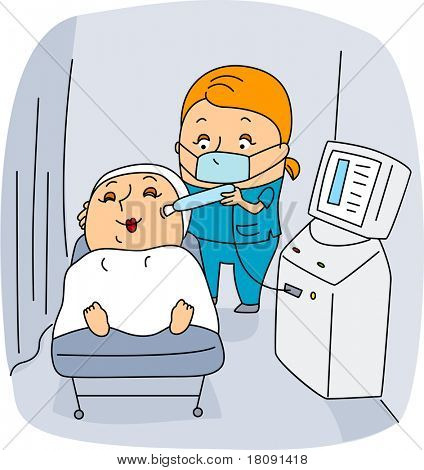 Ilustrace esthetician v práci