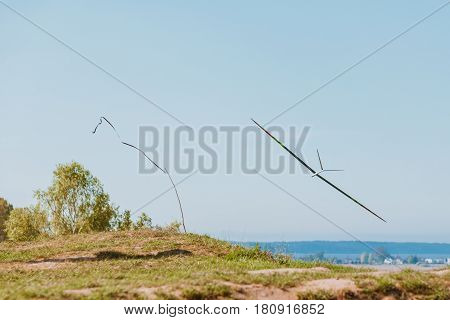 Rc Soaring Plane On Blue Sky