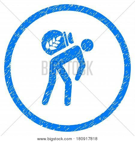 Harvest Porter grainy textured icon inside circle for overlay watermark stamps. Flat symbol with dirty texture. Circled vector blue rubber seal stamp with grunge design.
