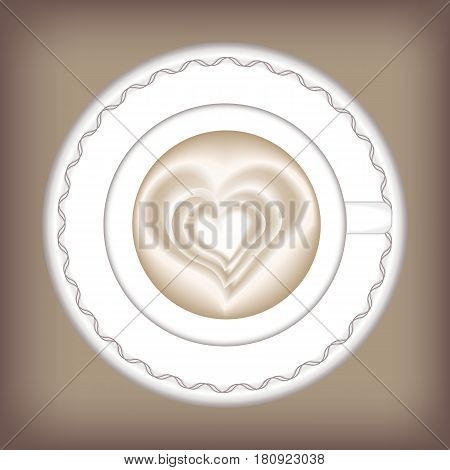 A Cup of coffee. Vector illustration of hot cappuccino with a picture. latte art