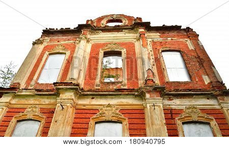 Ruined palace in the estate Znamenka near St.Petersburg Russia.