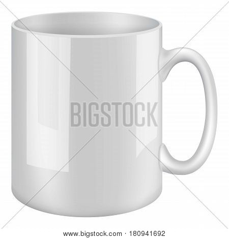 White mug mockup. Realistic illustration of white mug vector mockup for web