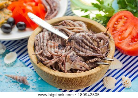 Marinated baby octopus mediterranean cuisine natural seafood
