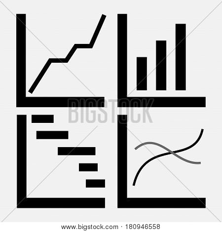 set of icons of trade, stock market, analysis of the motion of profit, graphics trade diagram characters btznes design, fully editable vector image