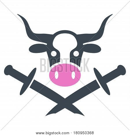 Bull Butchery Blades flat vector pictogram. An isolated illustration on a white background.