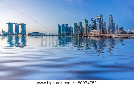 SINGAPORE CITY, SINGAPORE - FEBRUARY 10, 2017: View Of Marina Bay sands at sunrise. Travel, Singapore on FEBRUARY 10, 2017