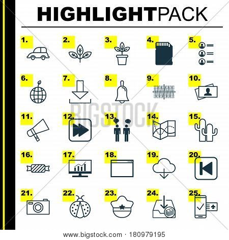 Set Of 25 Universal Editable Icons. Can Be Used For Web, Mobile And App Design. Includes Elements Such As Ladybird, Calling Card, Login And More.
