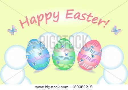 Easter eggs on a yellow background. Vector illustration