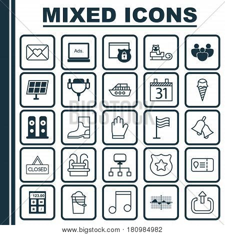 Set Of 25 Universal Editable Icons. Can Be Used For Web, Mobile And App Design. Includes Elements Such As Rubber Boot, Bucket, Team And More.