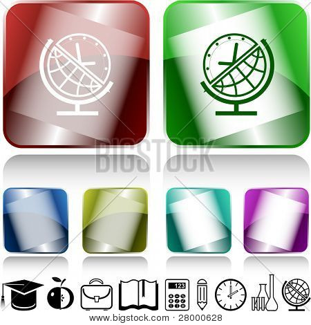 Globe et horloge. Boutons de vecteur d'internet.