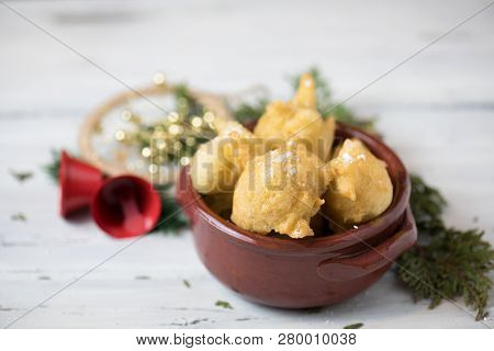 Pettole Is A Traditional Christmas South Italian Food Cooked From Dough And Fried In Olive Oil, Made
