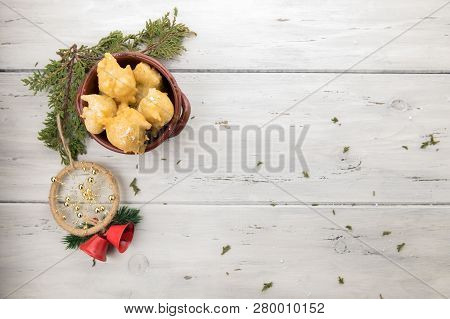 Pettole Is A Traditional Christmas South Italian Food Cooked From Dough And Fried In Olive Oil, Made