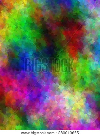 Multi-hued Vivid Background Colorful Squares. 3D rendering