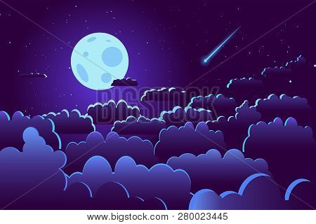 Starry Night Sky Moon Vector Photo Free Trial Bigstock