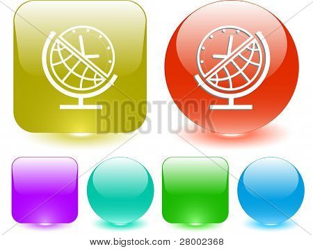Globe et horloge. Élément d'interface vectorielle.