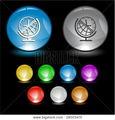 Globe et horloge. Élément d'interface vectorielle.
