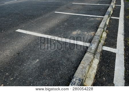 Car Parking Lot At Outdoor With White Marking