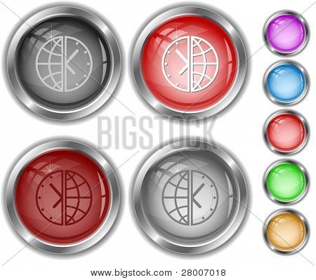 Globe et horloge. Boutons de trame d'internet. Version vectorielle est en portefeuille.