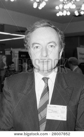 BRIGHTON, ENGLAND-OCTOBER 5: George Foulkes, Labour party Member of Parliament for Carrick, Cumnock & Doon Valley, attends the party conference on October 5, 1989 in Brighton, Sussex.