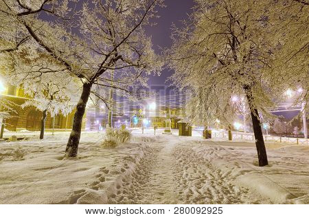 Night City In Winter.
