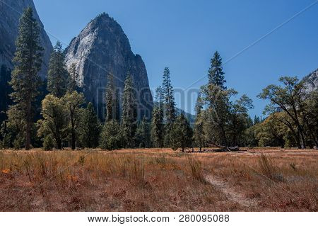 Typical View Of The Yosemite National Park - El Capitan, Tunnel View, Bridalveil Fall, Half Done