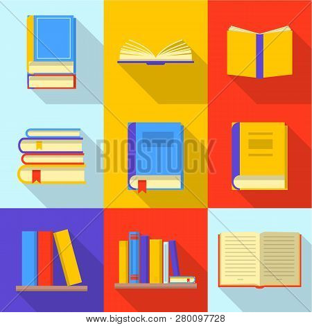 Book Question Icons Set. Flat Set Of 9 Book Question Icons For Web Isolated On White Background