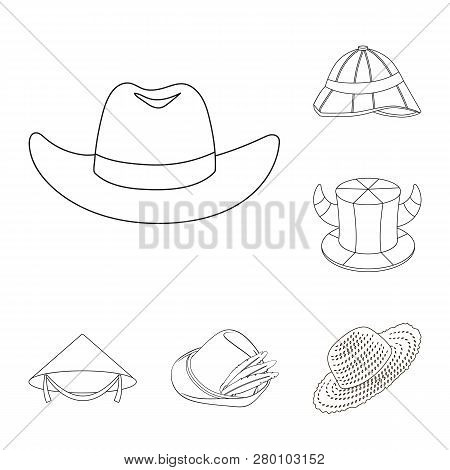 Vector Illustration Of Hat And Cap Symbol. Set Of Hat And Model Vector Icon For Stock.