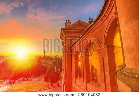 Scenic Landscape Of Courtyard With The Light Of The Sunset And Of The Side View Of The Sanctuary Of 