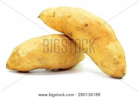 Sweet Potatoes Isolated On A White Background