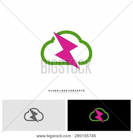 Storm Cloud Logo Design Concept Vector. Thunder Cloud Logo Template Vector