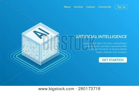 Artificial Intelligence Icon Ai, Isometric Cloud Computing Concept, Data Mining, Isometric, Neural N