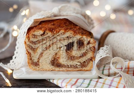 Braided Cake With Nut And Raisin Filling