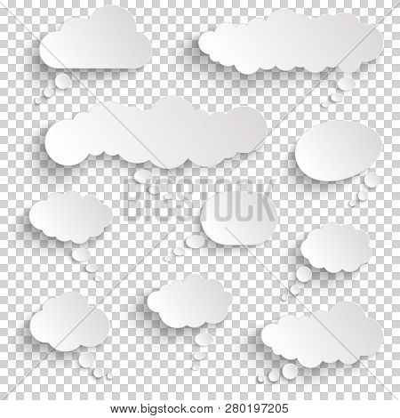 Illustration Of Speech Bubbles With Shadow Looking Like Stickers With Transparency In Vector File