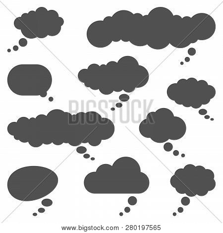 Collection Of Different Speech Bubbles And Thought Bubbles With Space For Text