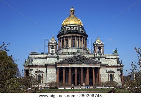 St. Isaac`s Cathedral In St. Petersburg, Russia