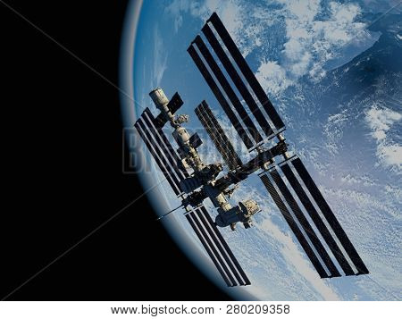Space station in outer space 