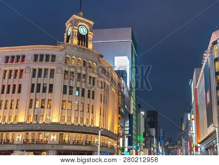 Wako Clock Tower In Ginza District, The District Has Famous Brand Flagship Stores Everywhere, Offers