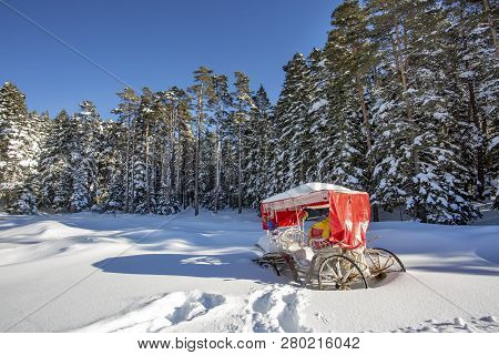 Abant / Bolu / Turkey, Winter Snow Landscape. Travel Concept Photo.