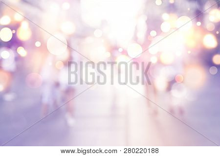 Blur Abstract People Background, Unrecognizable Silhouettes Of People Walking On A Street