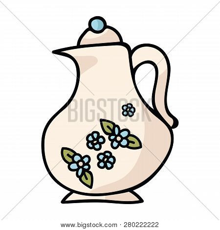 Cute Fancy Teapot Cartoon Vector Illustration Motif Set. Hand Drawn Elegant Hot Drink Elements Clipa