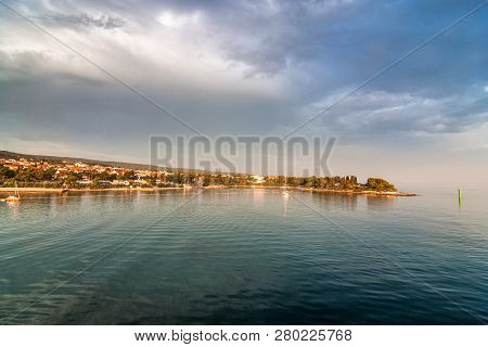 The Supetar Harbor At A Sunny Morning On The Brac Island, Croatia, Europe.