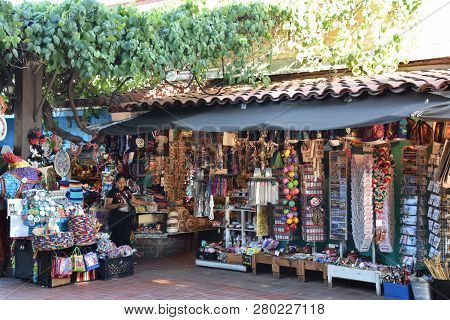 Los Angeles, California - Oct 18: Olvera Street In Los Angeles, California, Seen On Oct 18, 2018. It