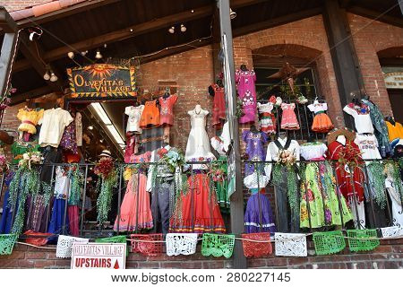 Los Angeles, California - Oct 18: Olvera Street In Los Angeles, California, Seen On Oct 18, 2018. It