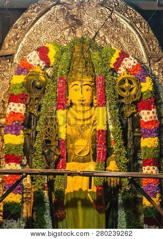 Belur, Karnataka, India - November 2, 2013: Chennakeshava Temple. After The Abisheka Ceremony. Black