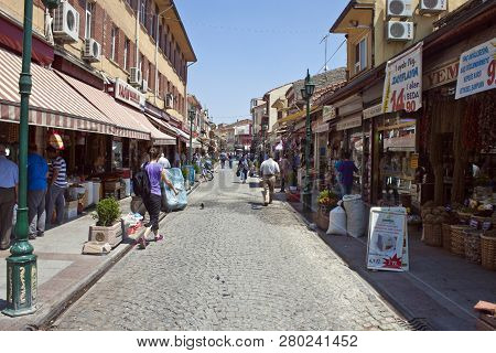 Eskisehir, Turkey - July 30 : Unidentified People Walk On A Street On July 30, 2011 In Eskisehir, Tu