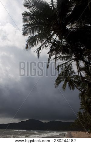 Storm Coming To A Tropical Beach Palolem, Goa, India