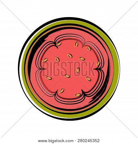 Isolated Sketch Of A Cut Guayaba Image. Vector Illustration Design