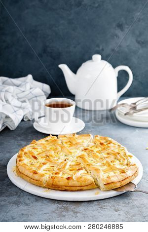 Pie With Salted Soft Cheese And Greens