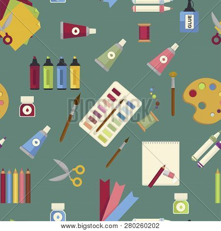 Art Creation Special Equipment To Paint And Draw Seamless Pattern.